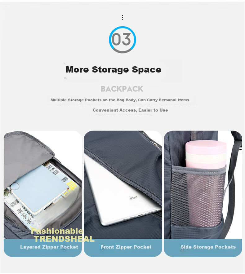 Huili Backpack for Men And Women, Foldable Sports Outdoor Travel Bag with Large Capacity, Ultra-Lightweight Convenient Hiking And Storage Bag 6