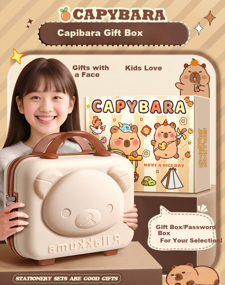 Shuxing Capybara Stationery Gift Set for Boys And Girls, Birthday Present, Back-To Gift Pack, First Grade And Above School Supplies, Pencil Case, Blind Box, High-Quality Gift for Female Middle School Students 3