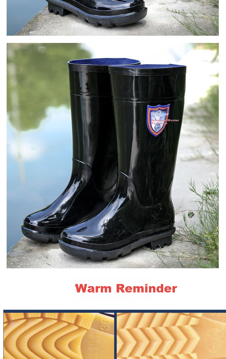 Huili Rain Boots for Men, Waterproof Outdoor Wear-Resistant Rubber Shoes, Non-Slip Rain Boots, Overshoes HL822866 High-Top Black Size 40 11