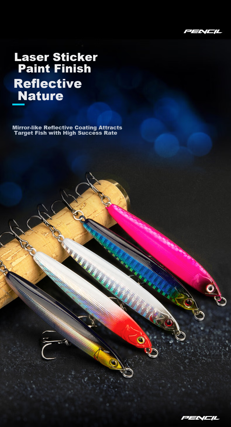 Kemailei Lead Sinking Pencil Lure, Long-Casting Sinking Pencil Bait, Hard Bait Set, for Freshwater Fishing, Specifically for Topmouth Culter, 14g 8
