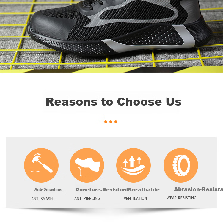 LAOGUANJIA Men's Safety Shoes, Breathable Steel Toe, Anti-Smashing, Puncture-Resistant Work Functional Safety Shoes, Comfortable And Lightweight LA203 Size 44 2