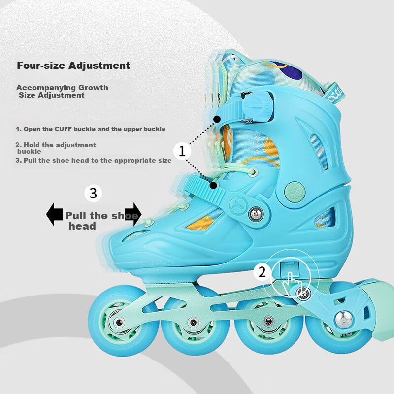 Migao Roller Skates for Children, Inline Skates for Boys, Beginner's Roller Skates for Primary And Secondary School Students, Ice Skates, Roller Skates with Straight Wheels S3 Set Blue M