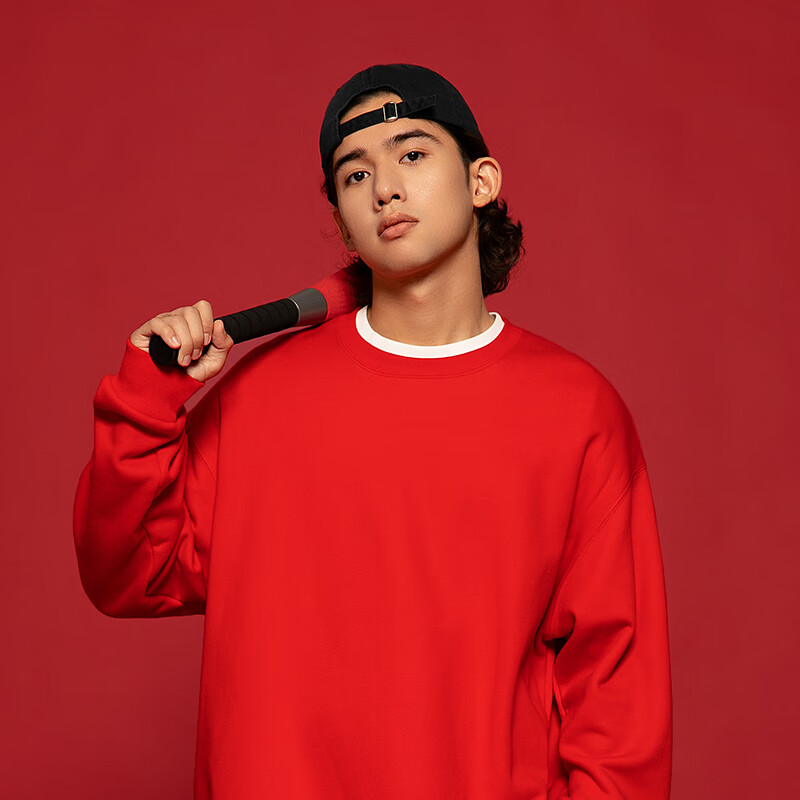 GENIOLAMODE Semir Group Red Fleece-lined Sweatshirt for Men and Women, Year of the Horse New Year Good Luck Top, Red, 2XL