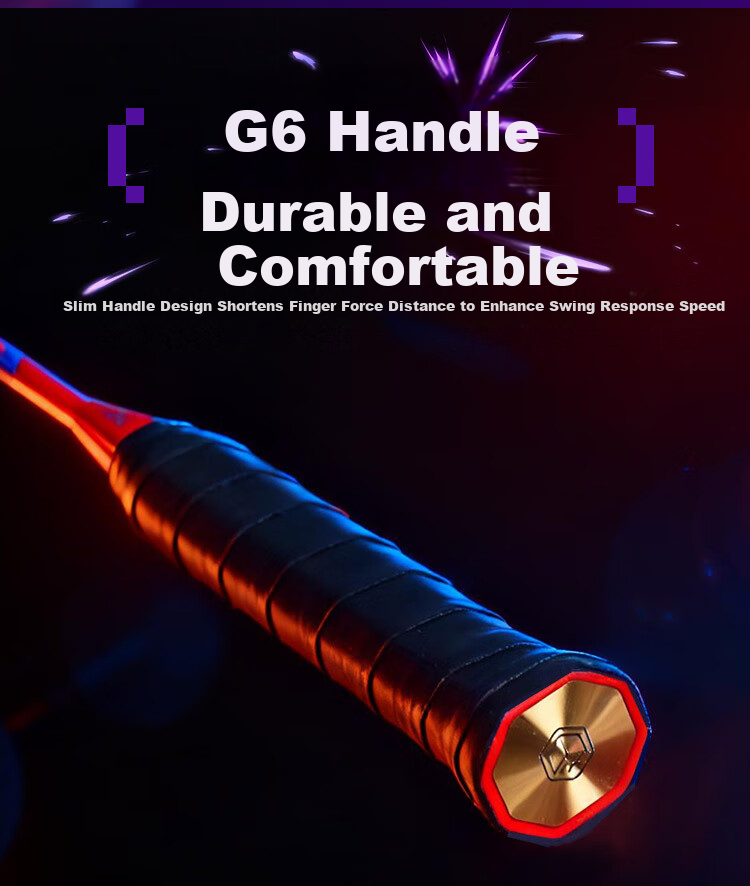 JD Original Baojun 50Pro Full Carbon 4U Ultra-Light Badminton Racket, Single Racket with Colorful Design, Includes 2 Grip Tapes + Racket Case / Black And Red 8