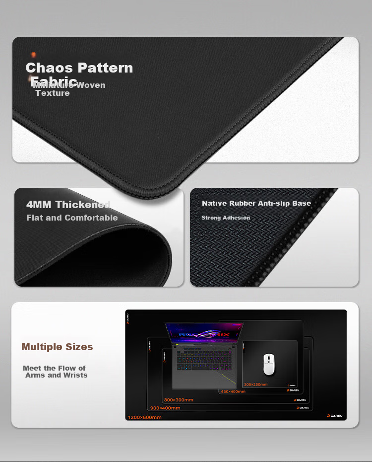 DAREU Gaming Mouse Pad, FPS Smooth Thickened Mouse Pad, Sweat-Resistant Wear-Resistant Medium-Sized CSGO/Counter-Strike Desk Pad, Random Texture Fine Surface 350*300*5mm 2