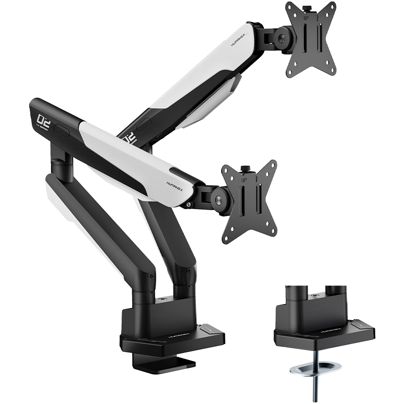 HUMANEX Dual Monitor Stand, Upgraded Mechanical Arm Display Mount, Gaming Screen Riser, Computer Height Increase Stand for 17-35 Inches, 12KG Capacity, Compatible with TX02-2W