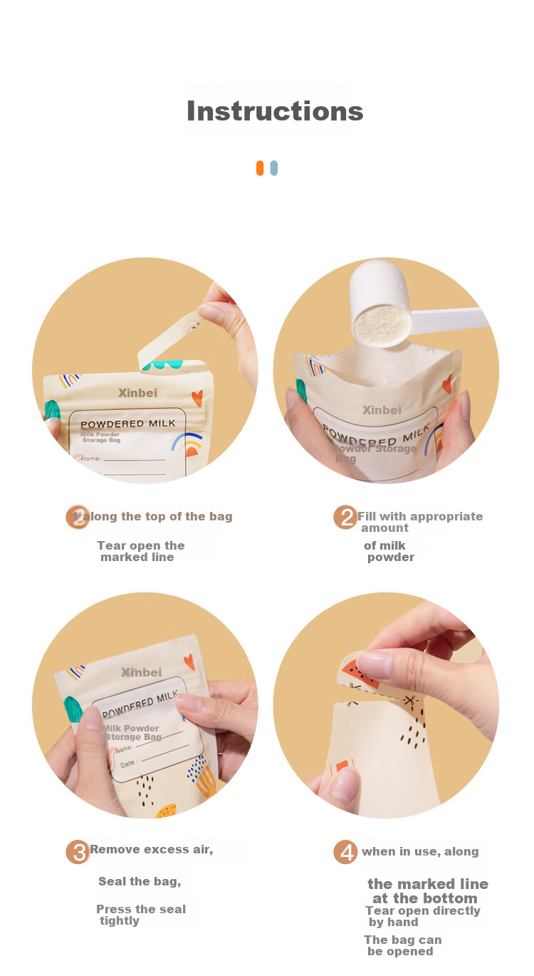 Xenbea Disposable Milk Powder Storage Bags, Thick Leak-Proof Milk Powder Dispensing Bags, 30 Pieces, 9168-2 11