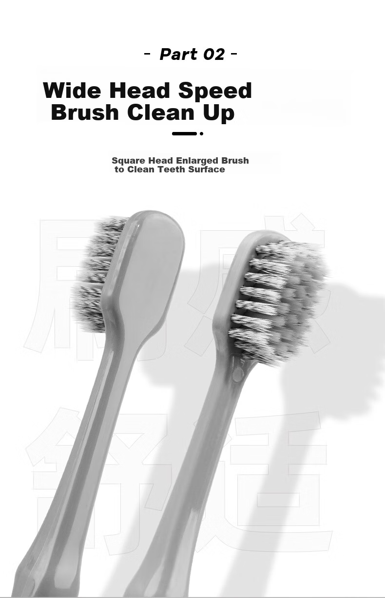 Langlijie Wide-Head Deep Cleaning Adult Soft Bristle Toothbrush, Silver Ion Antibacterial Ceramic Handle Travel Toothbrush for Couples, 2-Pack 4