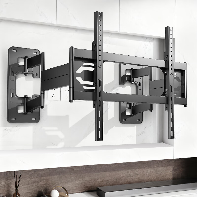 Behind Hero TV Mount 50-90 Inch Large Screen Telescopic Rotatable Split Base Inlaid TV Bracket Compatible with Hisense, Skyworth, Xiaomi and More