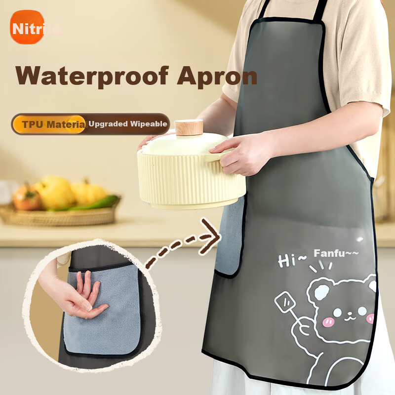 Dingqing TPU Apron, Waterproof And Oil-Resistant Kitchen Workwear for Men And Women, Washable Fashion Waist Apro