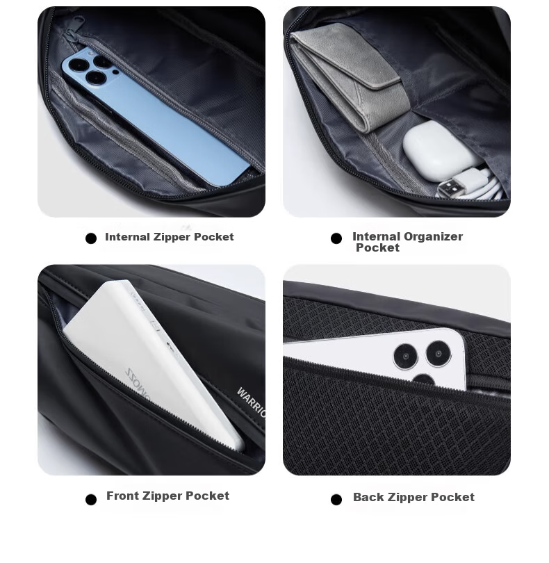Huili Magnetic Buckle Men's Functional Crossbody Bag, Chest Bag, Shoulder Bag, Large Capacity, Trendy Casual Cycling Sports Sling Backpack 6
