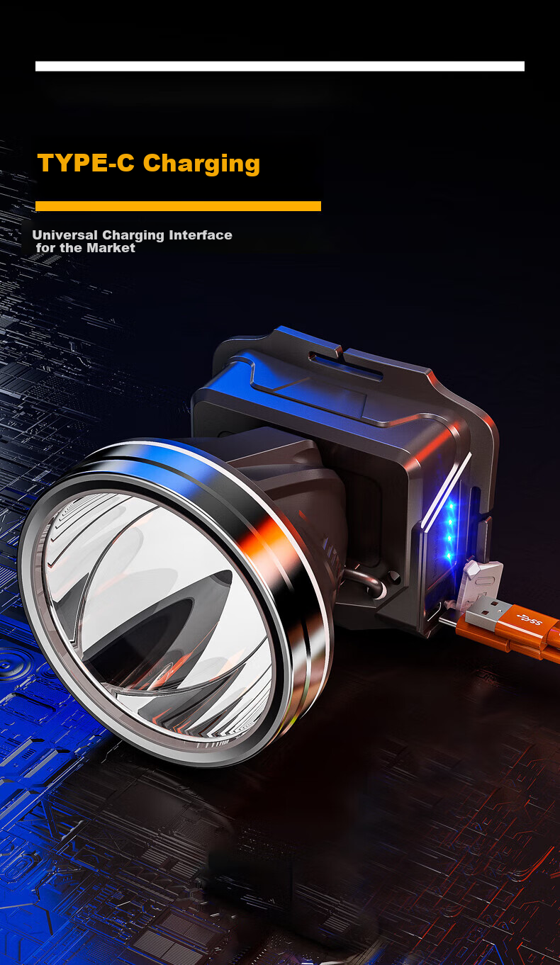 XIAOYEREN Yellow Light Headlamp, High Brightness, Long-Range, Ultra-Long Battery Life, for Night Fishing, Beach Combing, High-Power Construction Site, Motion-Sensing Mining Lamp 12