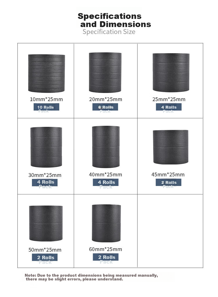Yongguan Black Masking Tape, 3.0cm*25m*4 Rolls, Paint And Renovation Cover Tape, Art Seamless Tape, for Pindou Dou Ironing, DIY Auxiliary Tool 12