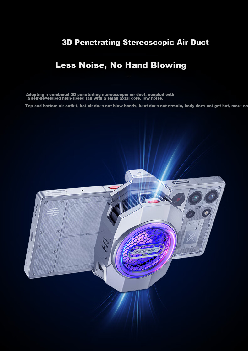 Nubiyahongmo Cooler 6, Temperature Reduction up to 44°C, Gaming And Live Streaming Cooling Back Clip, Phone Cooling Device, Intelligent Temperature Control, Overclocking Cooling, Suitable for Apple 17 Pro, Black Shark, IQOO, Gift-Giving 10
