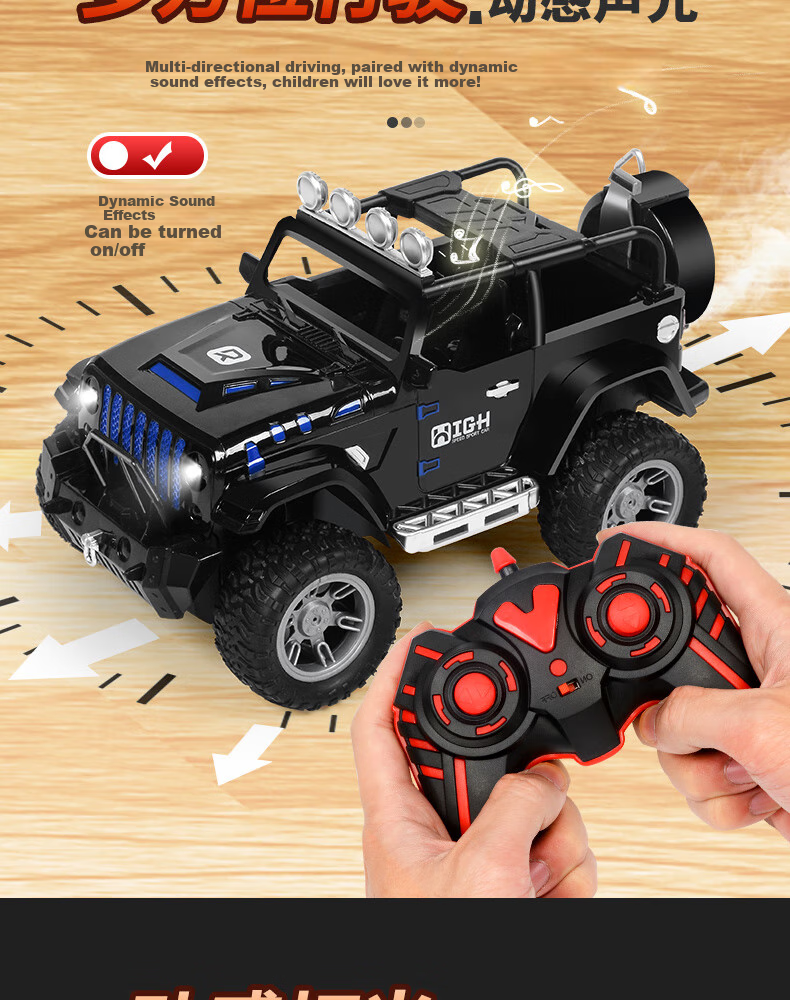 Kuangyeqishi Children's Remote Control Off-Road Electric Racing Car with Sound And Light Effects, Spray Function, Birthday Gift for Boys Aged 3-6 8