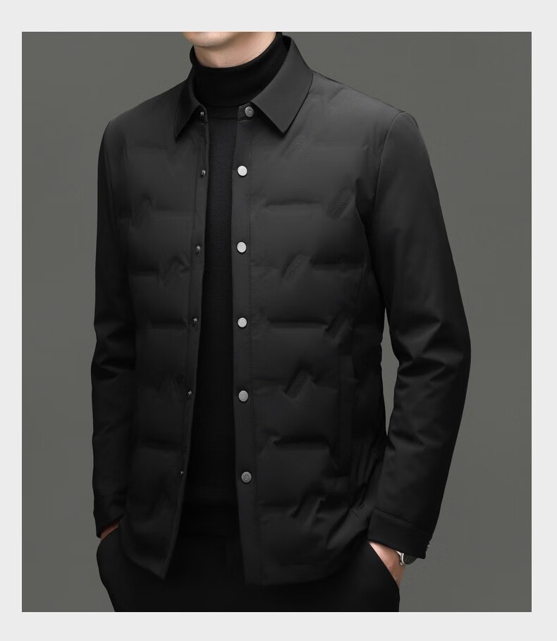 Pierre Cardin Men's Winter Down Jacket Business Lapel Windproof Warm Down Coat Casual Outerwear Dark Blue XL 5