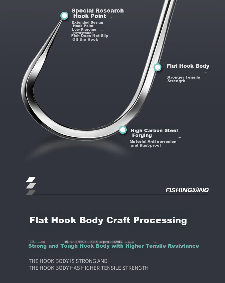 Diaoyuwang Jinhai Xi Fish Hook, Large Hook, Loose Flat Thin Reinforced Barbed Hook for Silver Carp And Bighead Carp, New Guandong High Carbon Fishing Hook 3