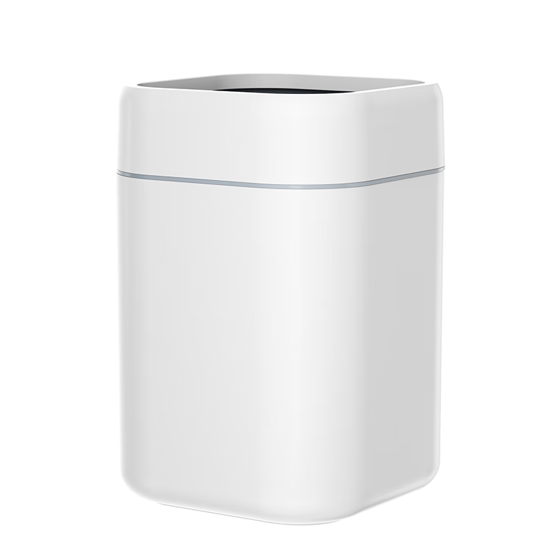 Zhailishi Lidless Trash Can, 13L Square White, for Home Living Room Bedroom Bathroom, Narrow Gap Pressing Ring Garbage Bi