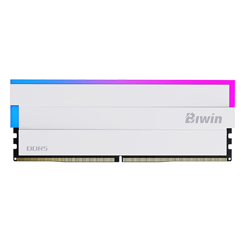 BIWIN 48GB (24GBx2) DDR5 8400MHz Desktop Memory Kit Timewalker DW100 RGB Light Bar (C40) White AI PC Computer Storage Accessory