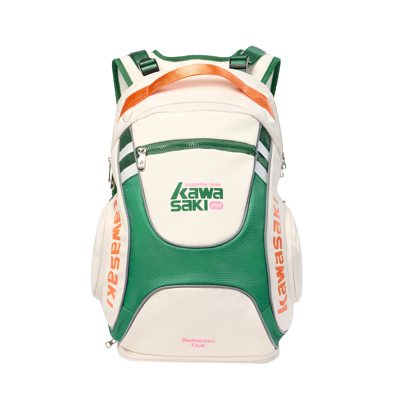 KAWASAKI Feitian Series Badminton Backpack Large Capacity Multi-Compartment Portable Sports Backpack C8270 White Green