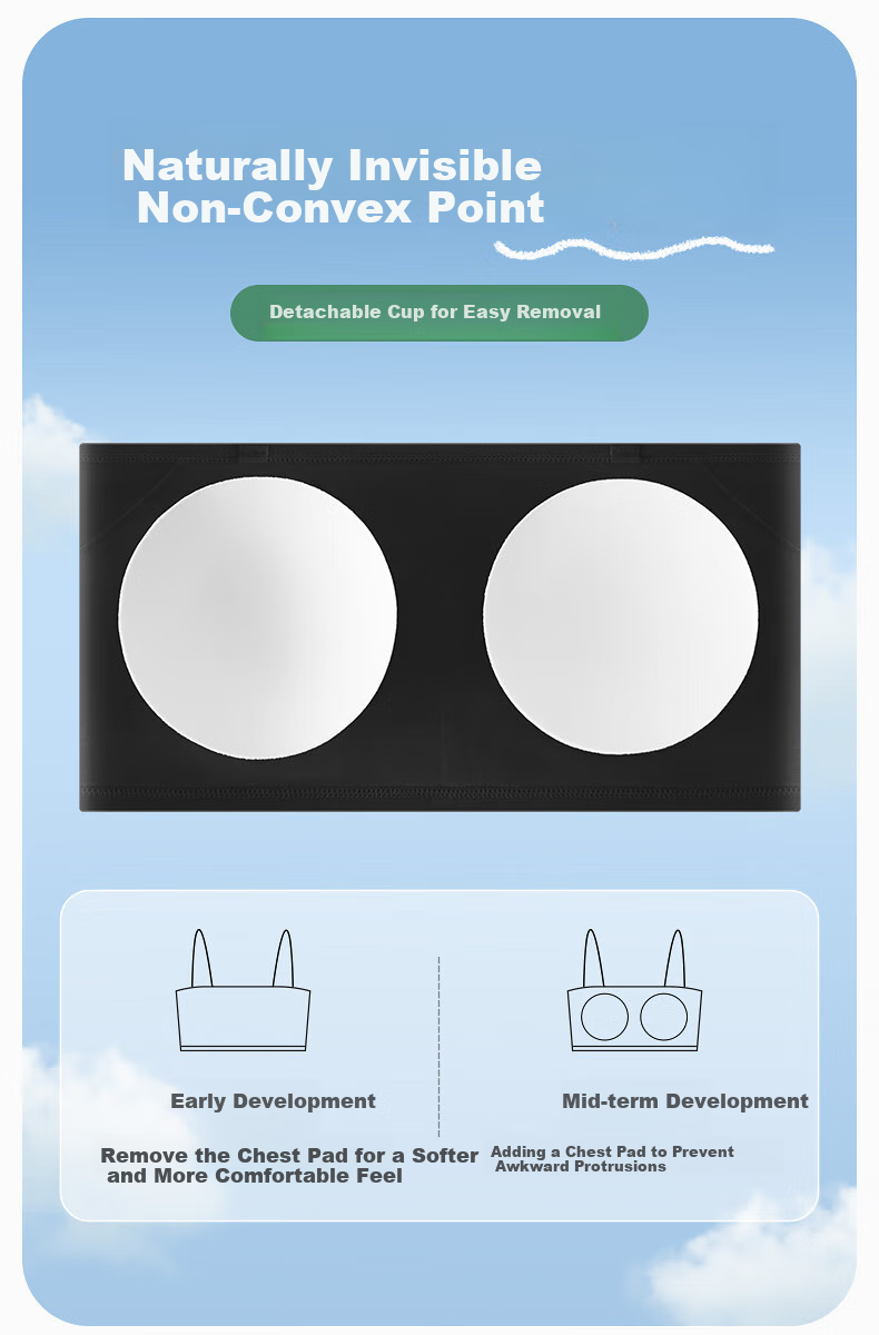 Meiya Ting Dance Student Special Invisible Bra, Teenage Girl Bandeau Anti-Exposure Inner Layer, Middle And High School Students Strapless Invisible Chest Wrap 3
