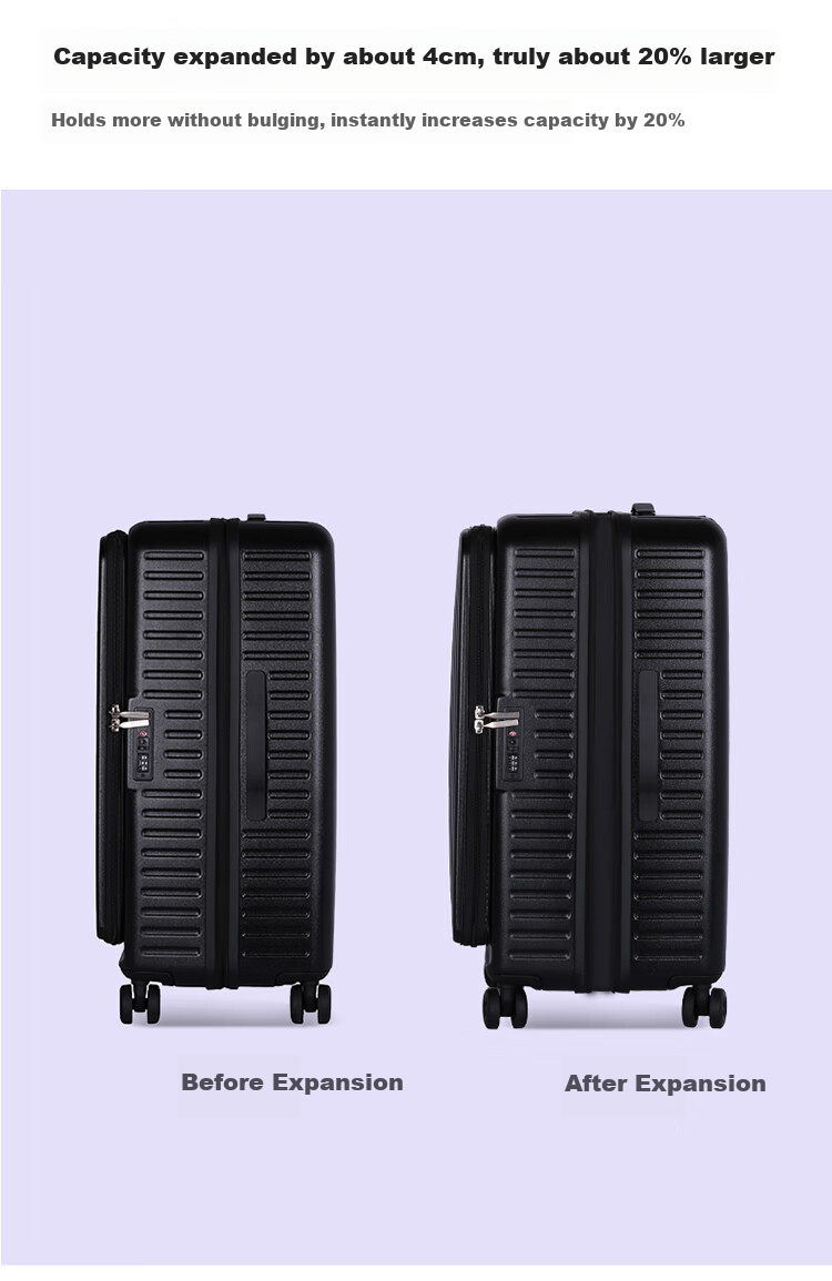 DELETE New Side-Opening Expandable Large-Capacity Suitcase for Women And Men, Carry-On Luggage with Password Lock, Dark Gray, 24 Inches 9