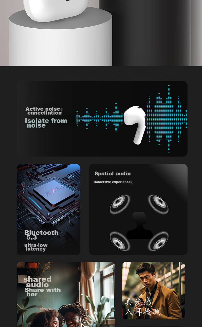 ALittleFlower [Huaqiangbei 12th Generation] Bluetooth Earphones Compatible with Apple IPhone 16 Max 15 Air 14/13 Semi In-Ear True Wireless Music 2025 Latest Model Student 2