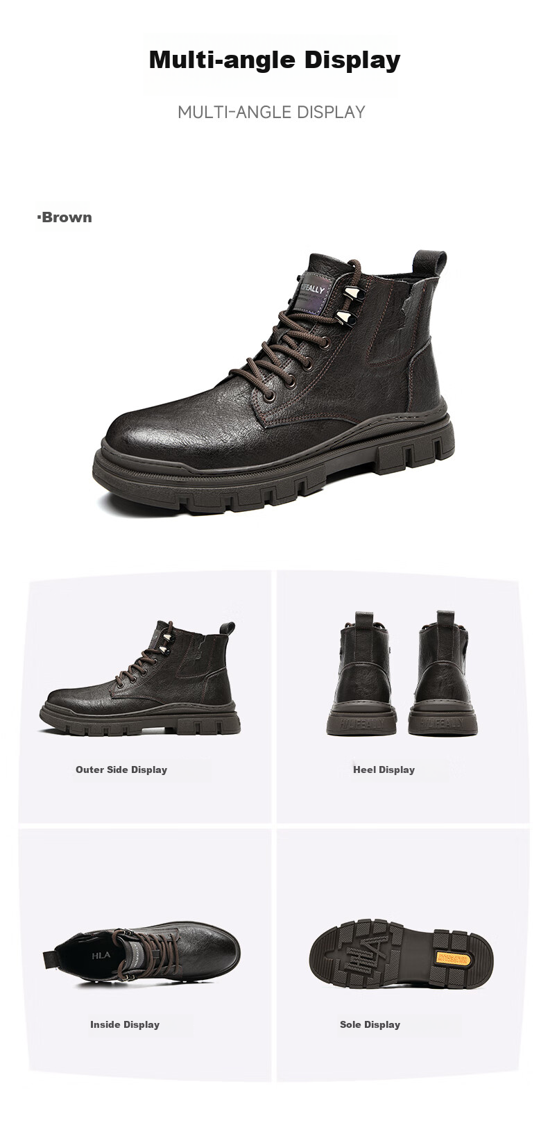 HLA Martin Boots, Men's Casual Shoes, Autumn And Winter Work Shoes for Men, HAAGZM4AB70567, Black with Fleece Lining, Size 41 15