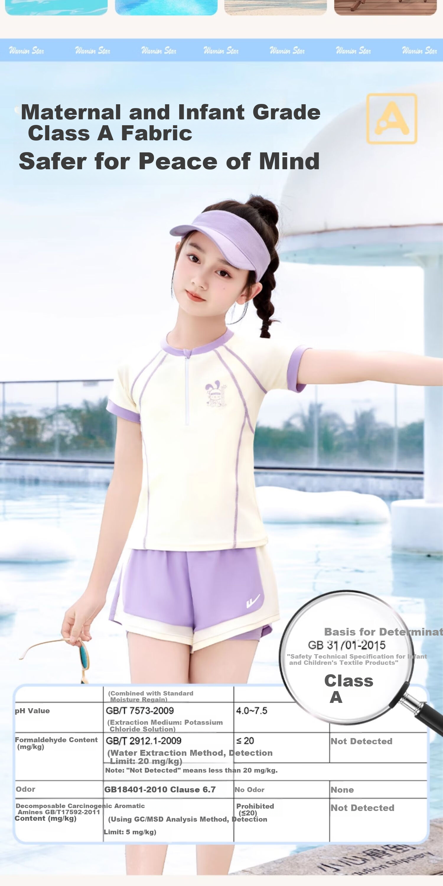 Huili Girls' Two-Piece Swimsuit for Summer, Big Kids, Hot Springs, Anti-Exposure Swimwear 35339H1I Purple 135 3