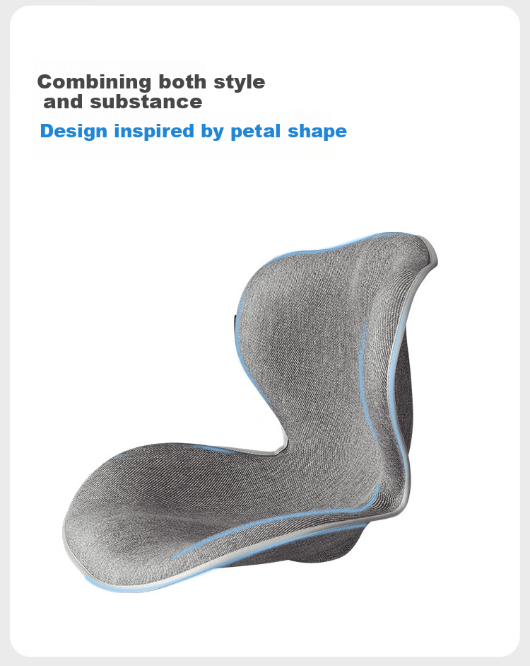 Leban Petal Lumbar Support Cushion, Office Chair Backrest, Buttocks Shaping Seat for Home Use, Classical Gray 14