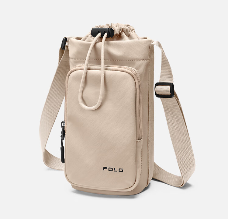 POLO Women's Drawstring Shoulder Bag Large Capacity Phone Bag Sports Crossbody Bag with Water Bottle Holder Wide Opening Sling Bag 21
