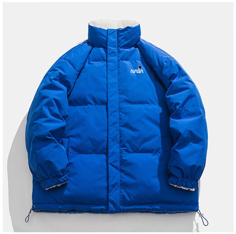 NASA MARVEL Men's Cotton Padded Jacket Winter Thickened Trendy Reversible American Style Sherpa Couple Coat Black XL 4
