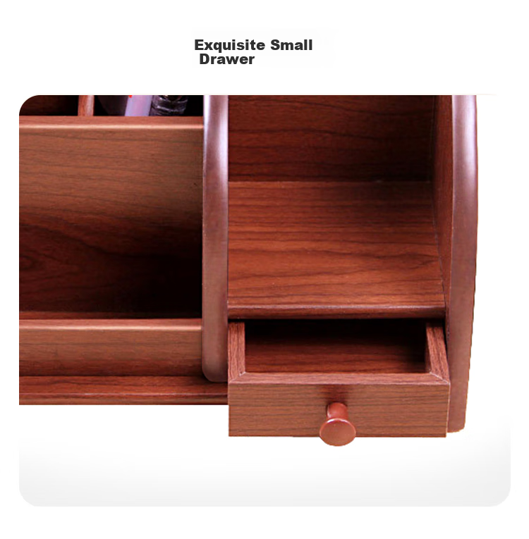 Jindeli High-Quality Wooden Multifunctional Pen Holder, Large Desktop Storage Box, Office Supplies Combination, Remote Control Organizer, Cosmetic Storage Box, Souvenir Craft Box, Walnut Color, SN180 5