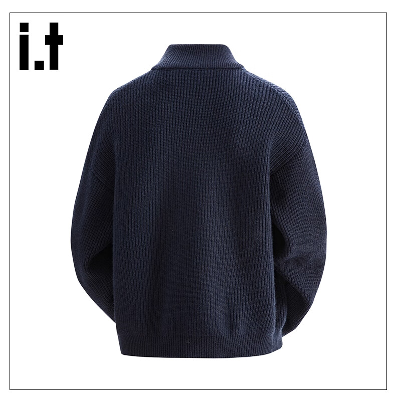:CHOCOOLATE Men's Autumn Winter Stand Collar Knit Sweater Jacket American Style Loose Fit Long Sleeve Cardigan Jacket Jiangxue Color M 8