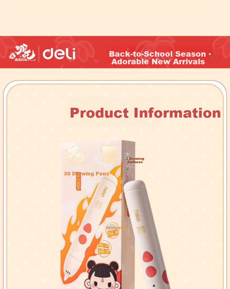 Deli Nezha's Magic Boy Troubles The Sea 3D Printing Pen, Rechargeable Wireless Children's Birthday And Back-To Gift 9