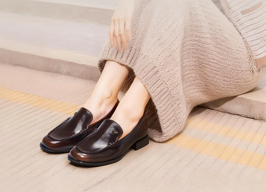 Laird & Laird Laifu Family 2026 New Round Toe Genuine Leather Chunky Heel Loafers for Women 24801 Rust Brown BRB 35 16