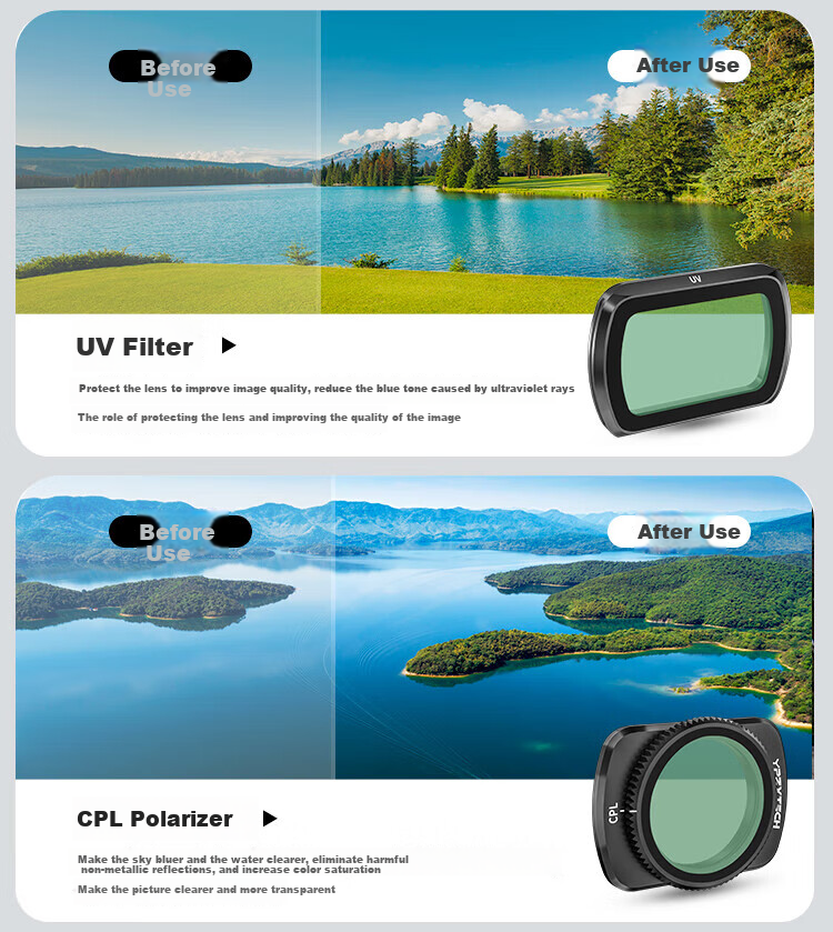 Yingshijiang Pocket 3 Filter Magnetic Quick-Release Adjustable ND Neutral Density Filter Set, 1/4 Black Soft CPL Polarizing Starlight, Pocket Camera Lens Accessories, Teleconverter 4