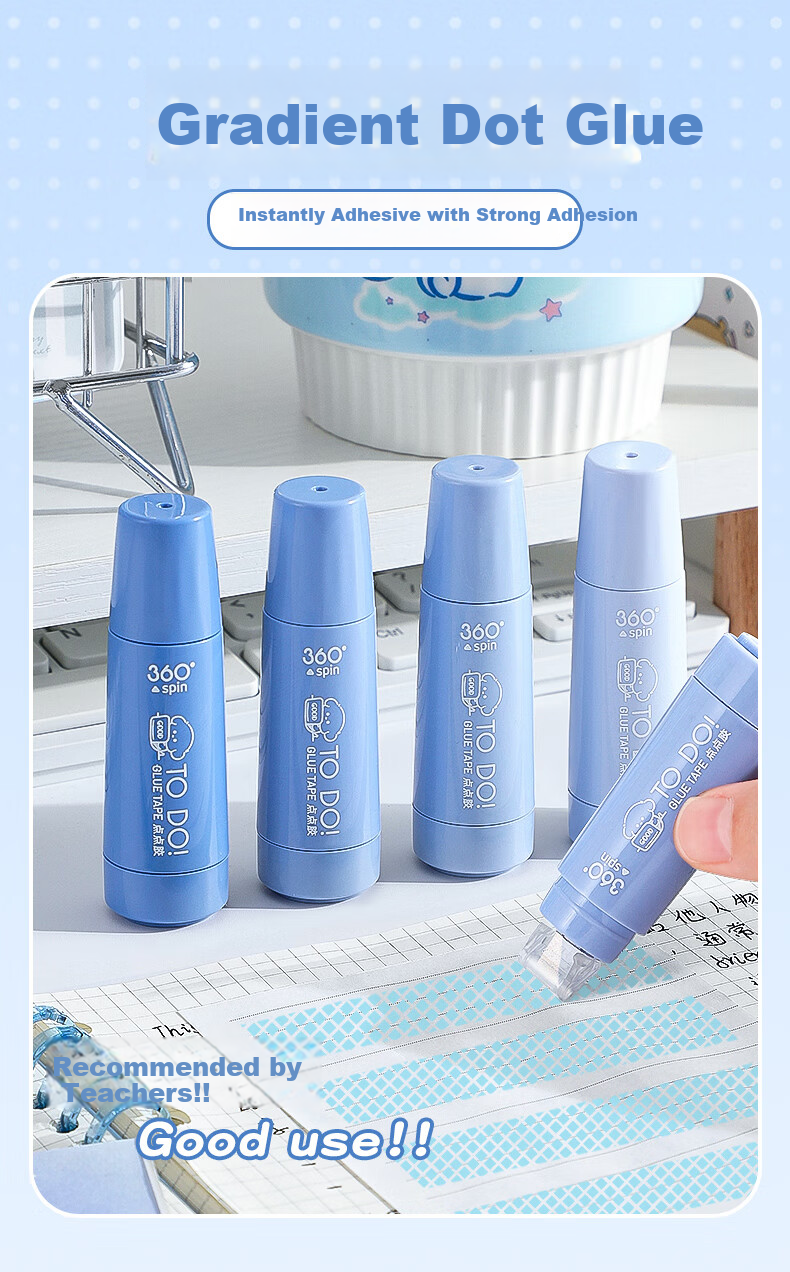 CHANGLi Gradient Push-Button Glue Refill, High-Quality Children's Craft Large Capacity Journal Glue Tape, Elementary School Student Error Correction Sticky Notes, Strong Double-Sided Adhesive Pen with High Viscosity 1