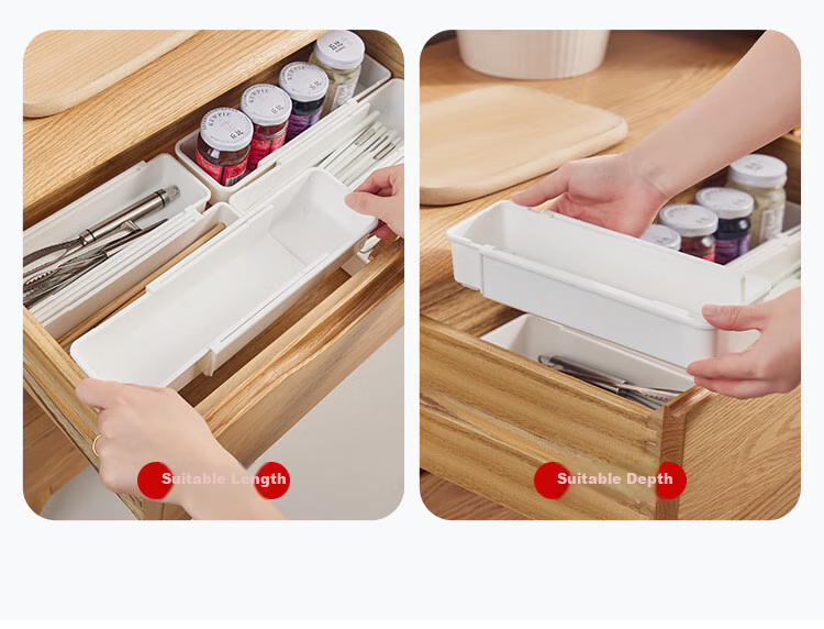 Youjialiangpin 2-Pack Drawer Divider Storage Box, Extendable Kitchen Organizer, Desktop Cosmetic Storage Container, Categorized Storage 5