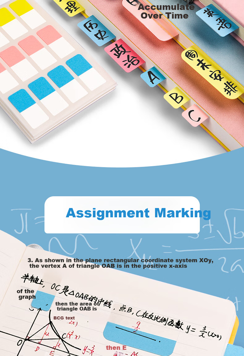 Shuxing Label Stickers, Index Tabs, Transparent Bookmarks, Sticky Notes, Strong Adhesive, Reusable Small Strips, Marking Paper, Classification Pages, Memo Pads, Student Markers, Small Stickers 7