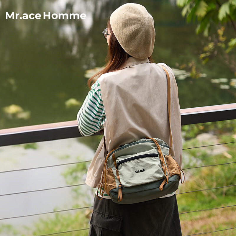 Mr.ace Homme Original Design-Inspired Casual Crossbody Bag for Women, Retro Versatile Shoulder Bag, Commuter Lightweight Canvas Bag, Gray-Orange