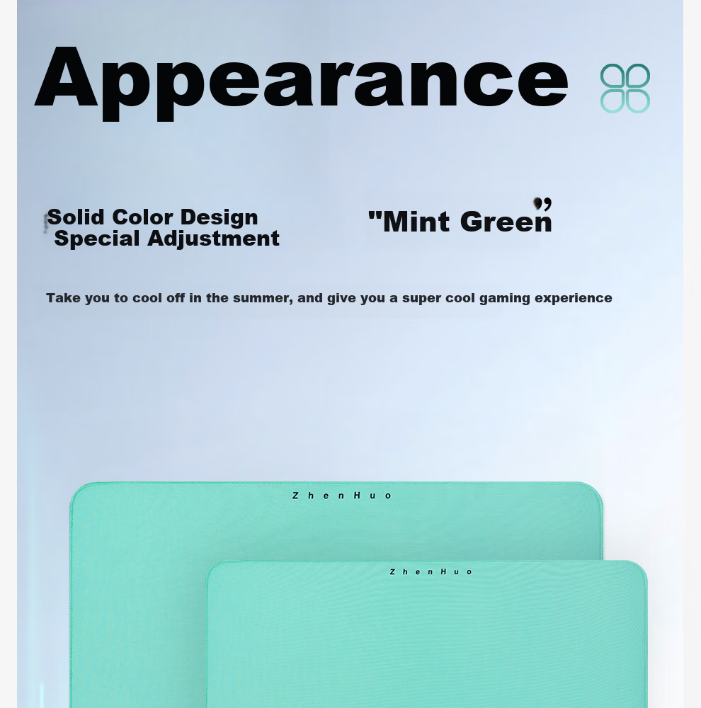 Zhenhuo Gaming Mouse Pad for FPS, Solid Color Edge-Bound Skin-Friendly Rubber Mat, Large Office Desk Pad, Wanchu CSGO Green 490*420*5 with Rubber Base 8