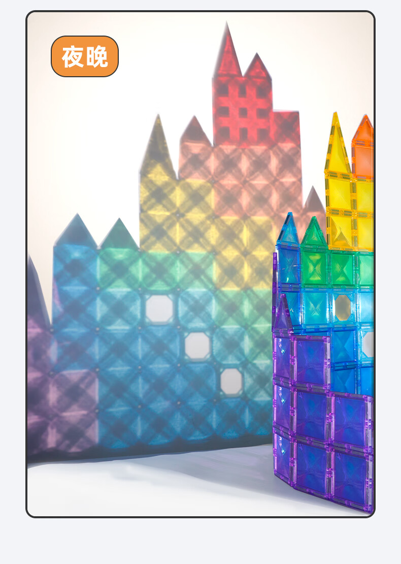 MAGPLAYER Children's Toy Colorful Window Magnetic Tiles, Magnetic Building Blocks for Boys Aged 3-6, Birthday Gift, 100 Pieces with 2 Small Cars 10