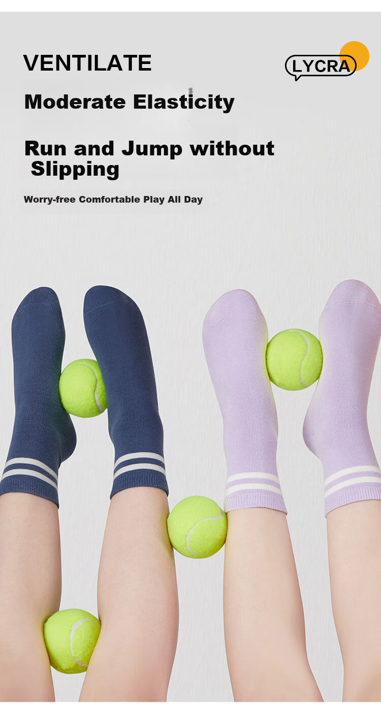 JD Jingzao Children's Socks Girls' Four Seasons Mid-Calf Striped Cotton Socks 9-12 Years Back to School Youth Size 20-22 9