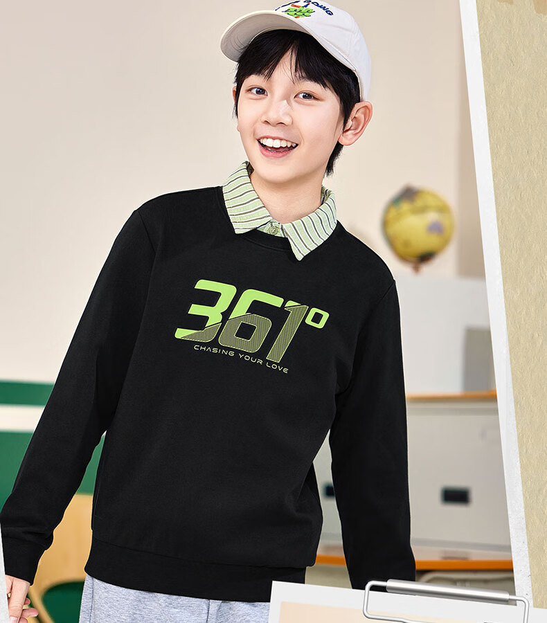 361° Children's Clothing, Kids' Sweatshirt, Autumn 2025, Boys And Girls School Versatile Loose-Fitting Sports Round Neck Sweatshirt, Purple, Size 120 4
