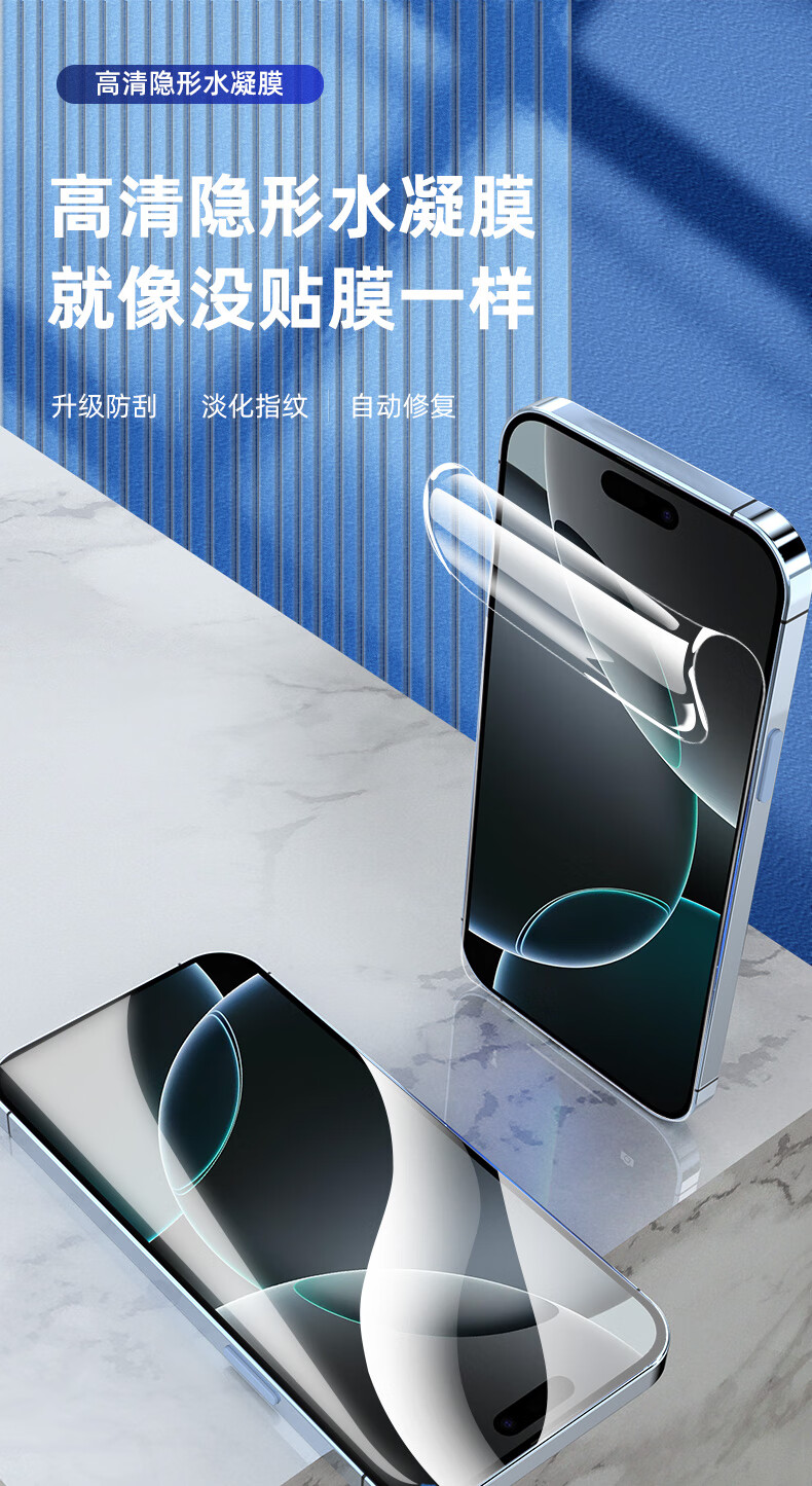 Smorss [2-Pack Instant Repair] Invisible Hydrogel Screen Protector for iPhone 15 Pro, Non-Tempered Full Coverage HD Soft Film, Ultra-Thin Original Touch Screen Film 1
