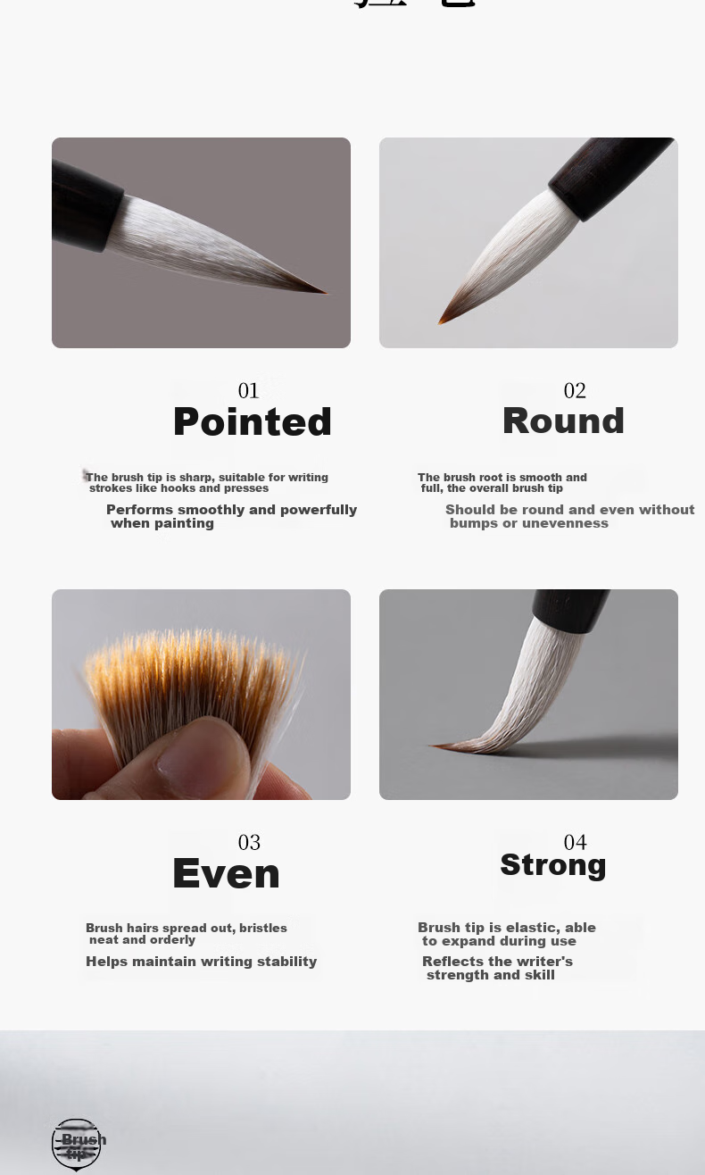Moqingyan Lujin Jing Si Purple Sandalwood Brush Set, High-Quality Mixed Hair, Four Treasures of The Study, Calligraphy And Chinese Painting Supplies, for Large, Medium And Small Regular Script, Beginners' Running Script, Kaishu, And Seal Script MY155 6