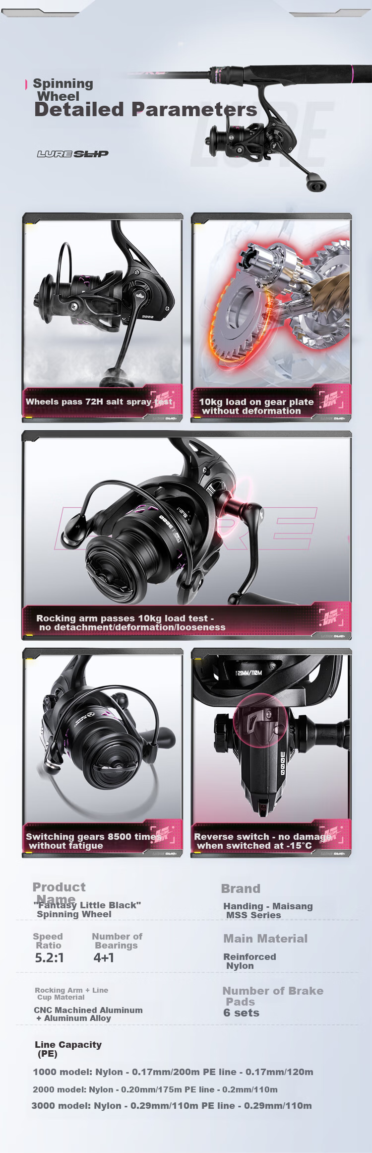 Handing Fishing Rod Set with Full Kit, Specialized for Lure Fishing, Including Large Guide Rings for Long-Distance Casting, 2.44m 13