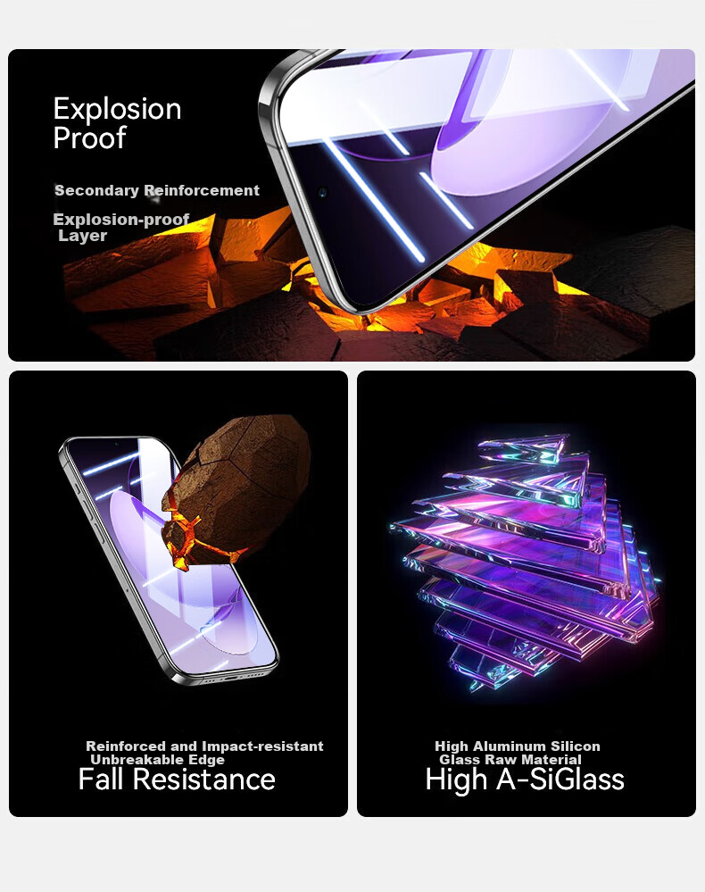 Baozou [No Dust Warehouse 2 Pieces - Replacement Guaranteed] Tempered Glass Screen Protector for OPPO Find X8s, Full Screen HD Anti-Fingerprint Protective Film 5