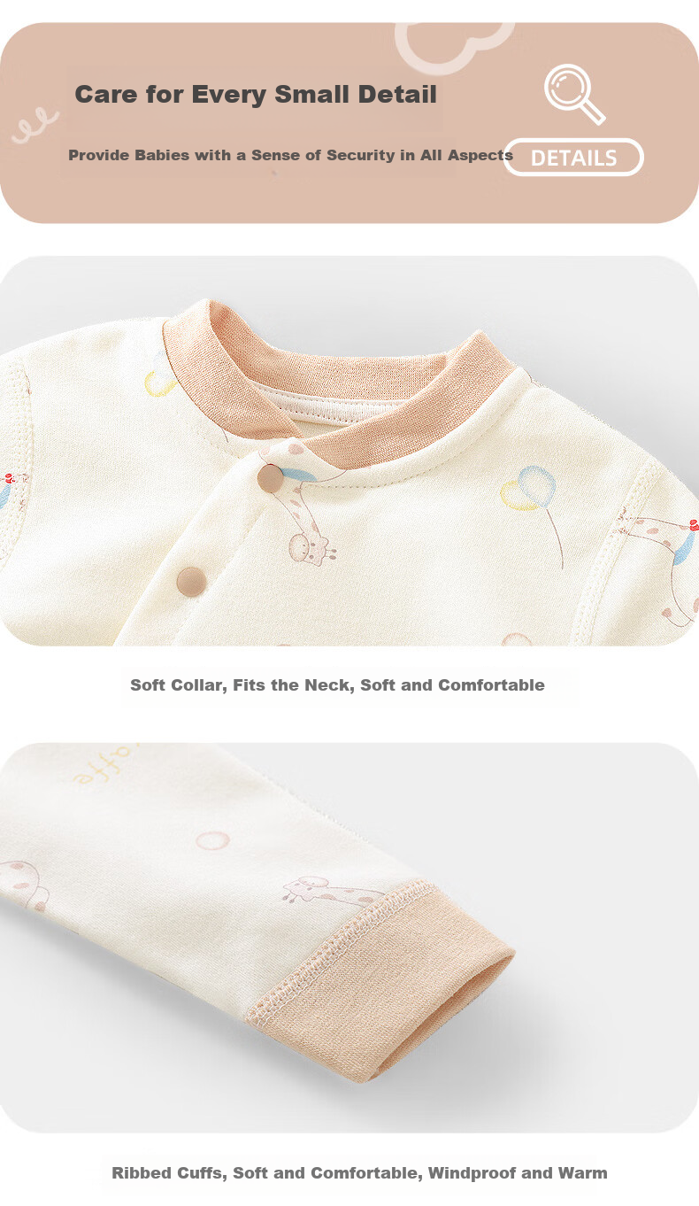 Youqi Newborn Baby Two-Piece Set, Pure Cotton Infant Autumn Underwear, Newborn Two-Piece Outfit, Full Moon Clothing, Baby Pajamas 8